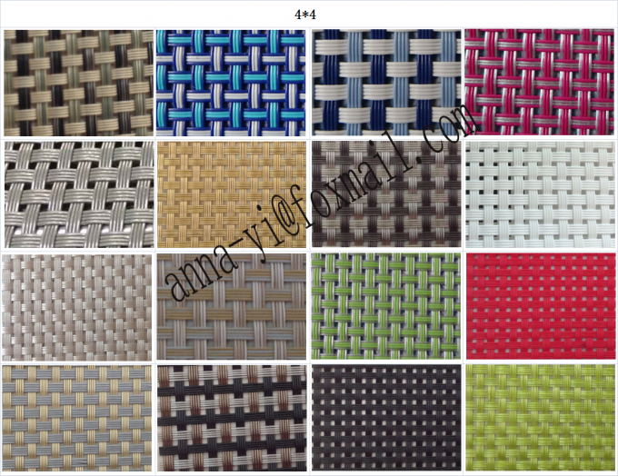 Rattan color Textilene fabric in PVC coated polyester 4X4 1