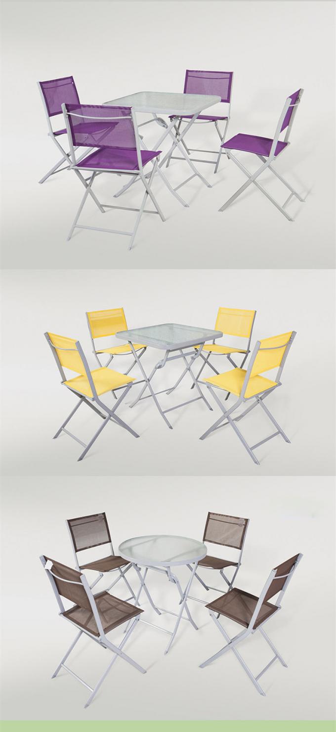 outdoor iron sling textilene mesh fabric folding armless chair and table garden furniture 2
