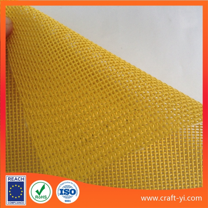 Pvc Coated Polyester Mesh Textile Yellow Color 1x1 Weave Textilene 0
